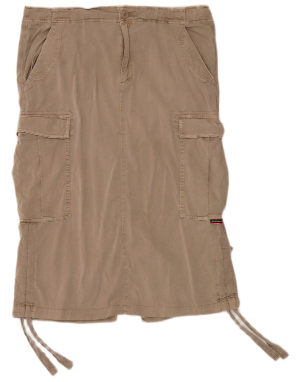 Superdry Falda Cargo Mujer UK 46 Grande W38 Algodón Beige