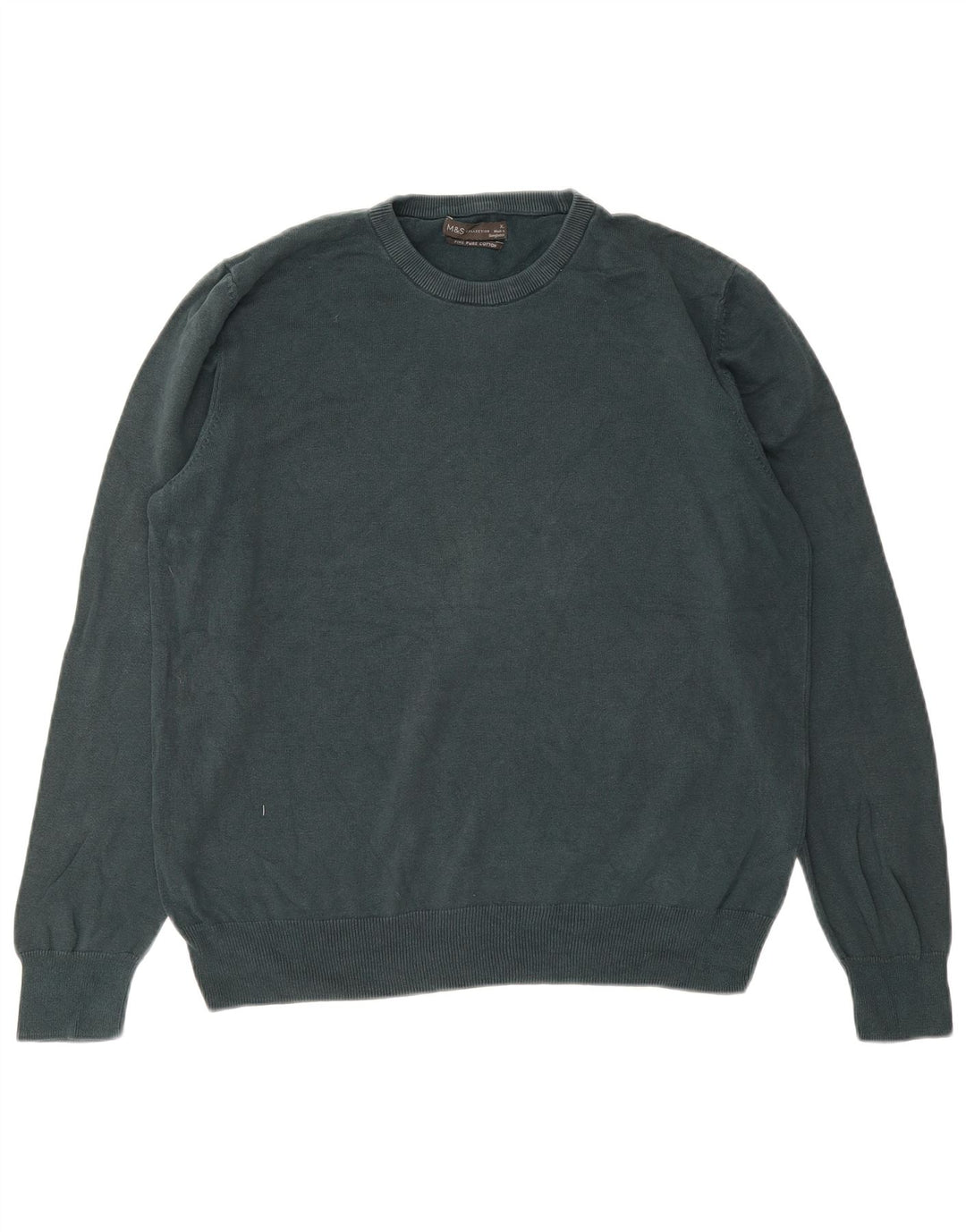 MARKS & SPENCER Jersey de cuello redondo para hombre XL Algodón verde