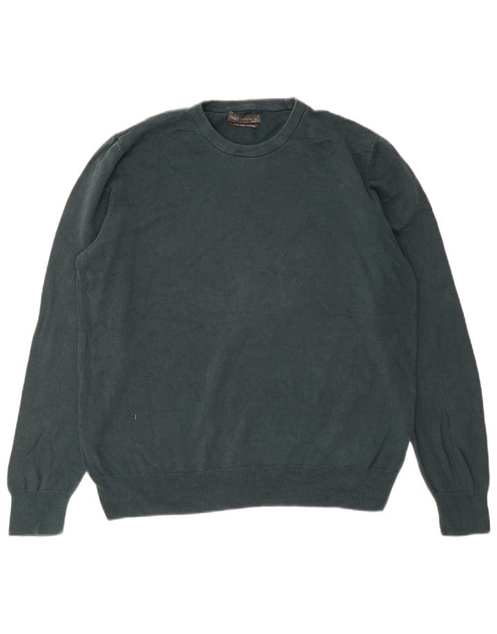 MARKS & SPENCER Jersey de cuello redondo para hombre XL Algodón verde