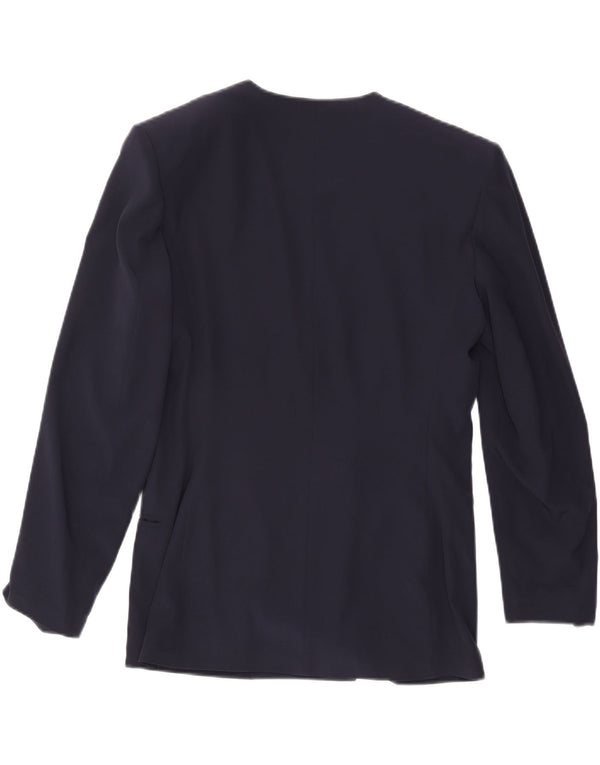 VINTAGE Chaqueta Blazer de Doble Pecho para Mujer IT 44 Azul Marino Medio
