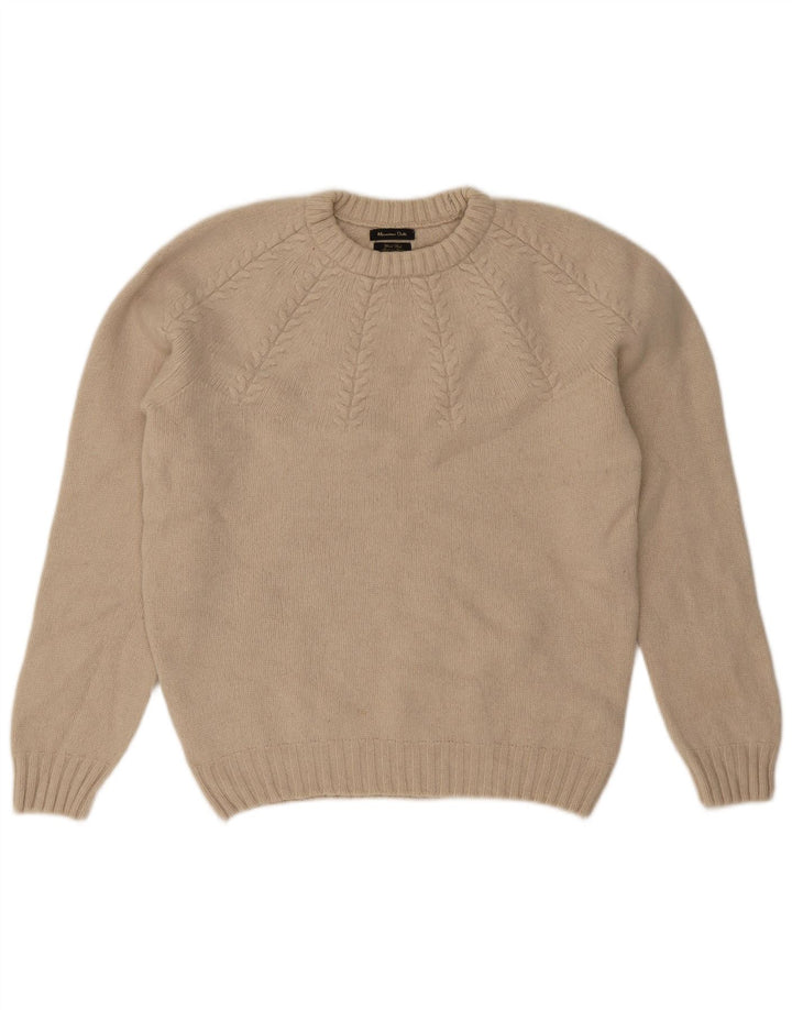 Massimo Dutti Jersey Cuello Redondo Hombre Large Lana Beige