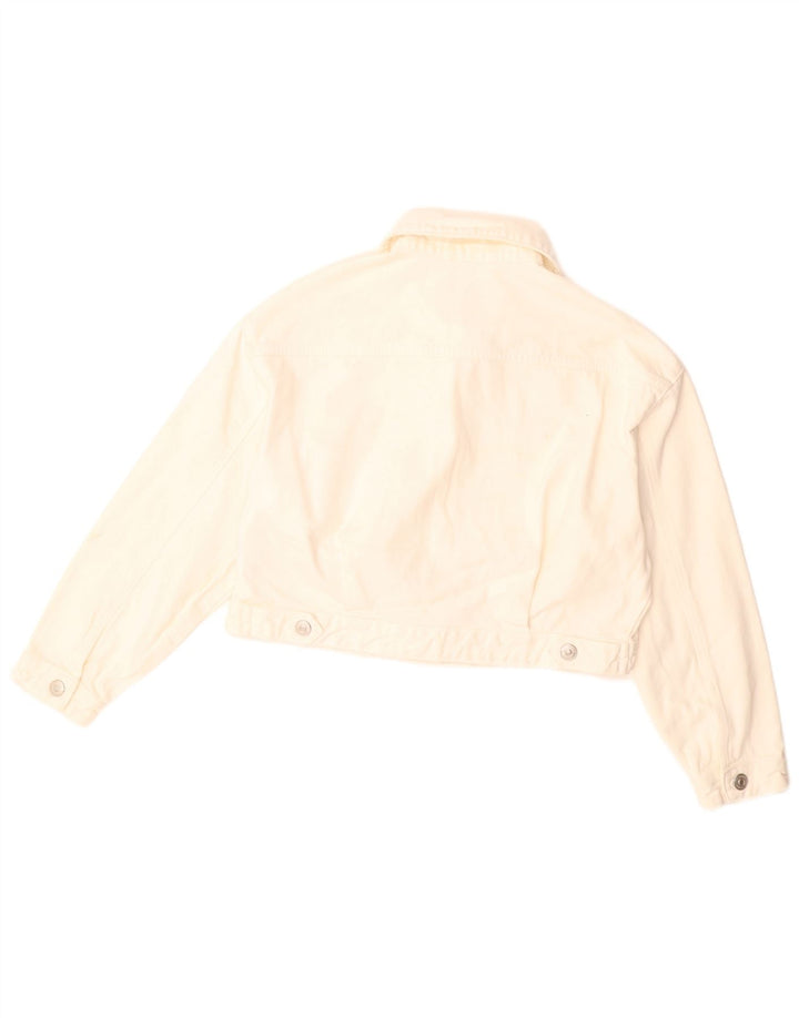 ZARA Mujer Chaqueta Vaquera Extragrande UK 10 Small Algodón Blanco