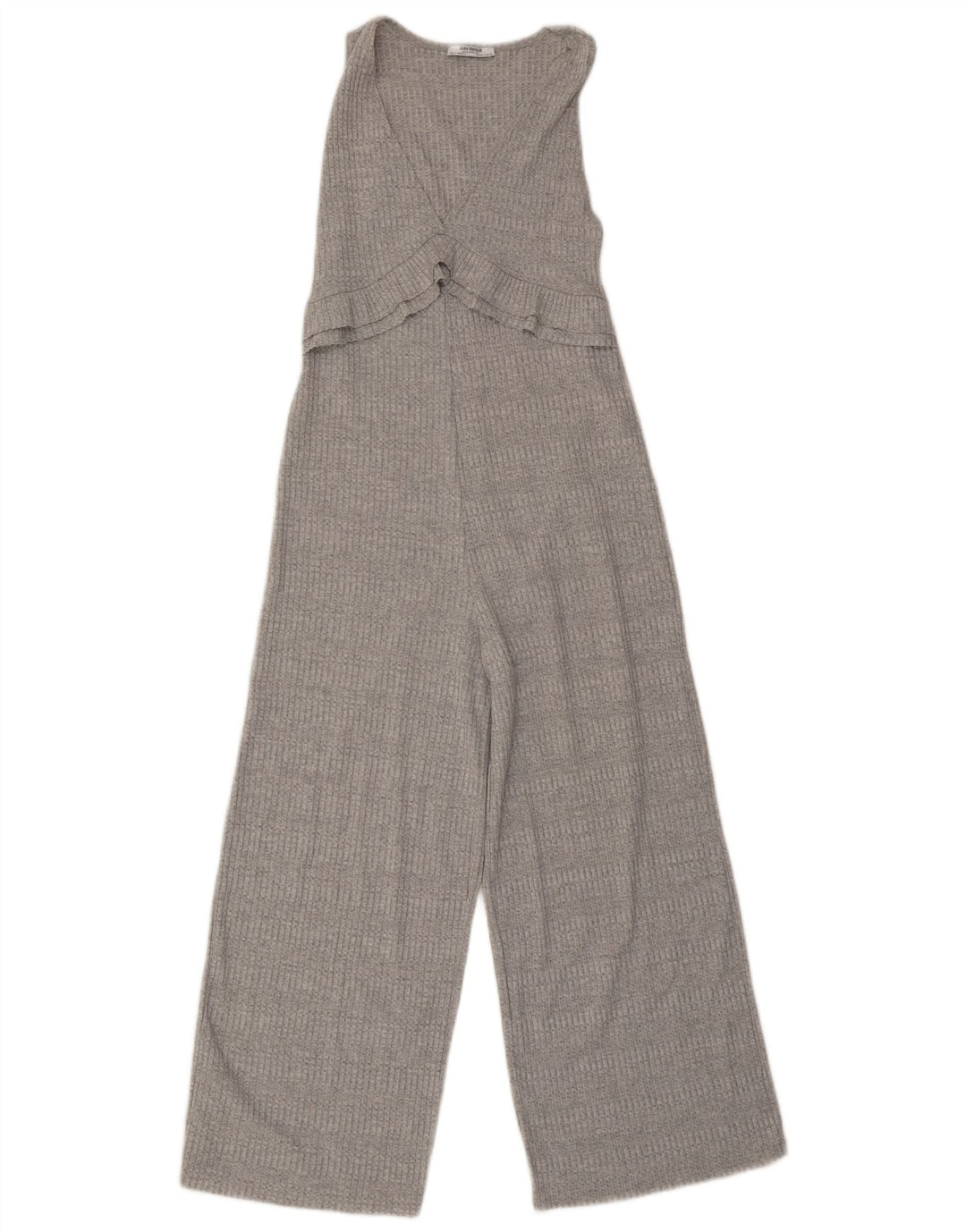 Zara Mujer Mono De Punto Sin Mangas UK 8 Pequeño Poliéster A Rayas Gris