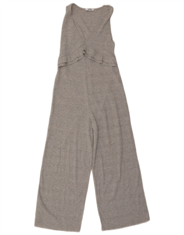 Zara Mujer Mono De Punto Sin Mangas UK 8 Pequeño Poliéster A Rayas Gris