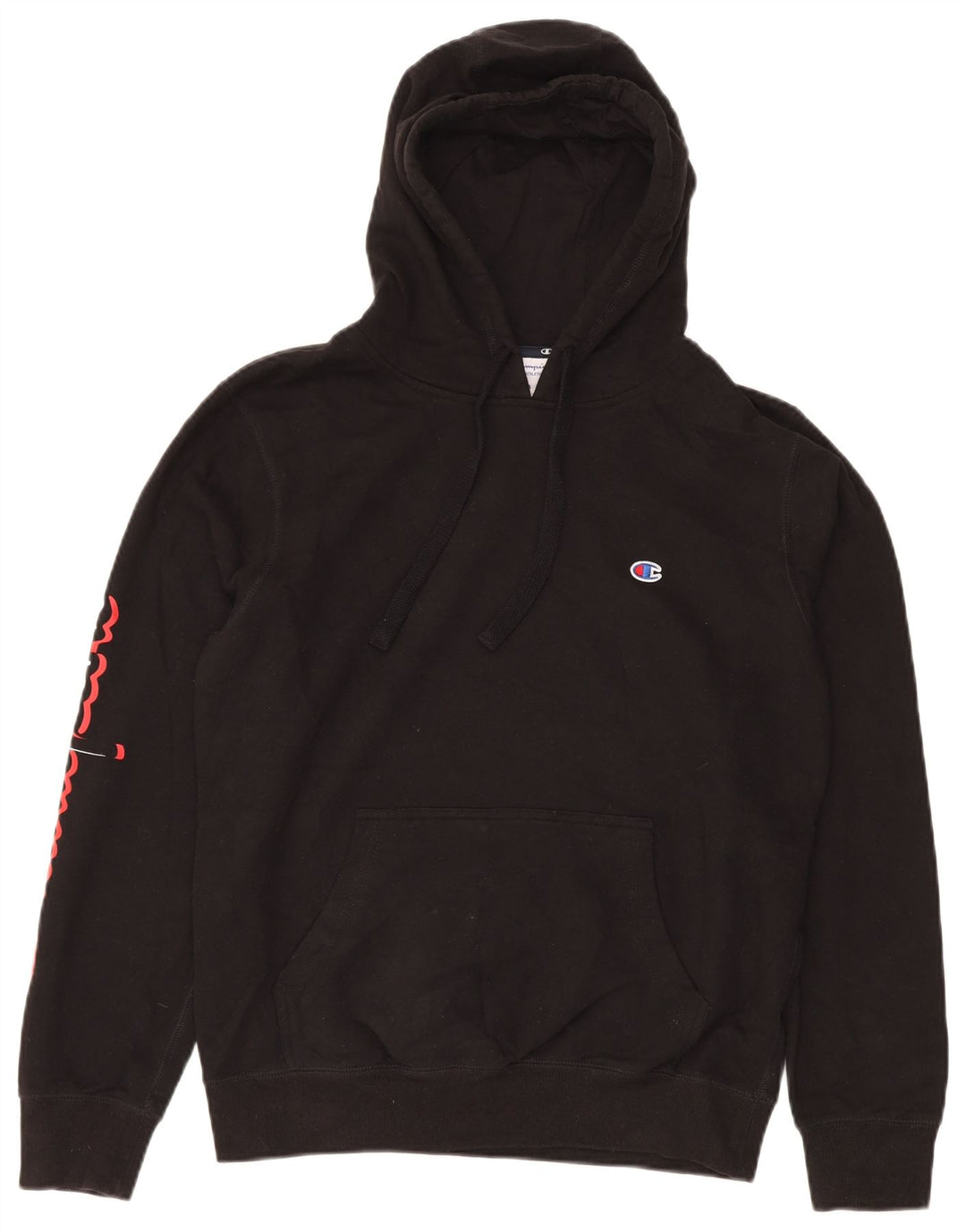 CHAMPION Sudadera con capucha gráfica para hombre Jersey mediano de algodón negro