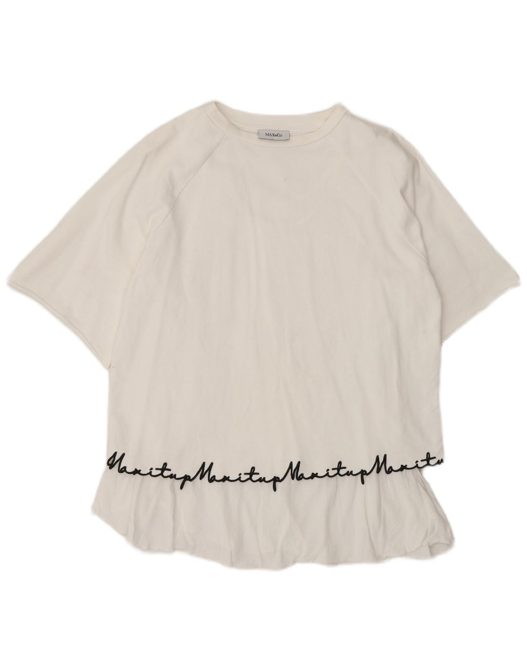 Max & Co. Blusa extragrande con estampado gráfico para mujer UK 10 Small White Cotton