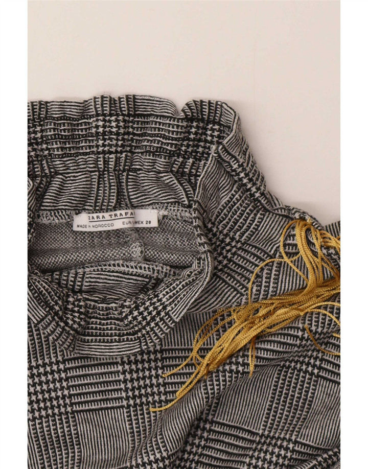 Zara Blusa de Manga Larga para Mujer Top UK 40 Medium Grey Check Classic