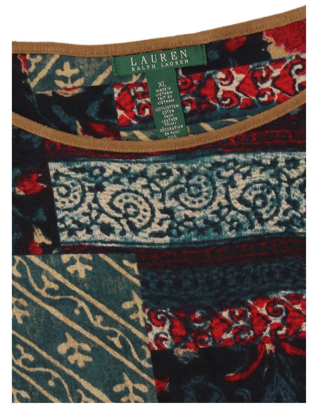 Ralph Lauren Vestido acampanado para mujer UK 18 XL Algodón patchwork multicolor