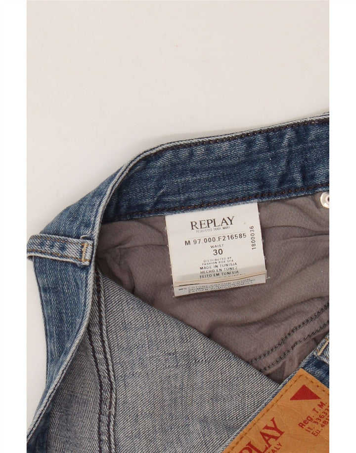 Replay Shorts De Mezclilla Hombre W30 Algodón Azul Medio