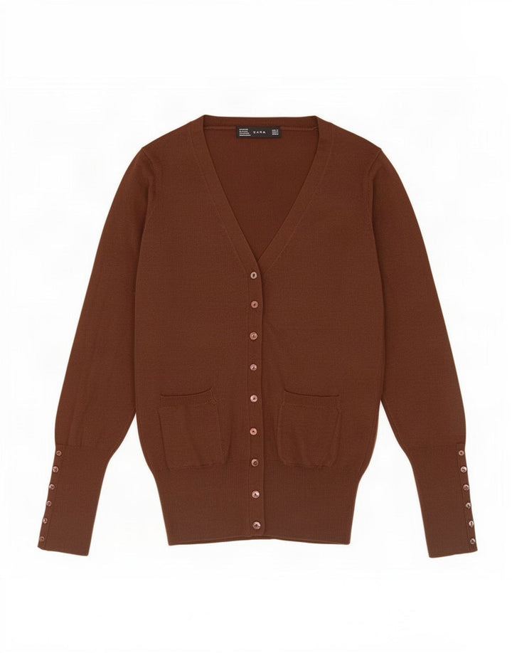 Zara Mujer Cárdigan Suéter UK 44 Rayón Marrón Medio