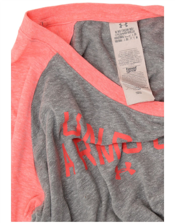 UNDER ARMOUR Camiseta gráfica Heat Gear para mujer, manga 3/4, Reino Unido 12, gris medio