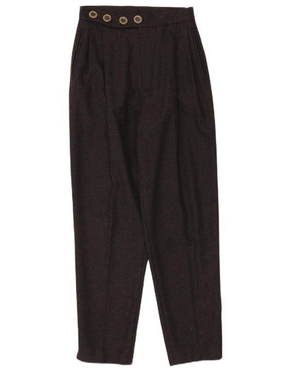 Vintage mujer cónico cintura alta chino pantalones W26 L28 negro