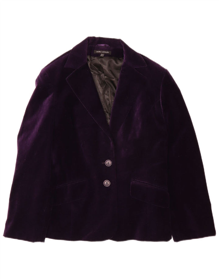 LAURA ASHLEY Chaqueta Blazer de Terciopelo con 2 Botones para Mujer UK 40 Grande Púrpura