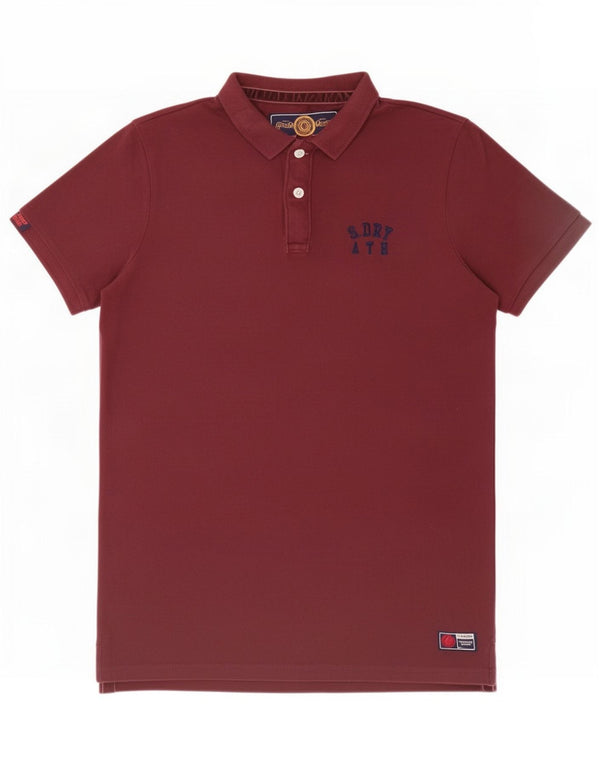 Superdry Polo para hombre de algodón burdeos grande