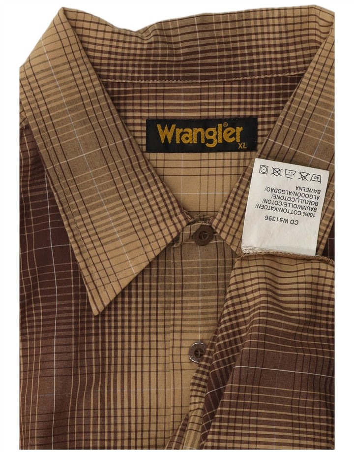 Camisa Wrangler Hombre XL Algodón Cuadros Marrón