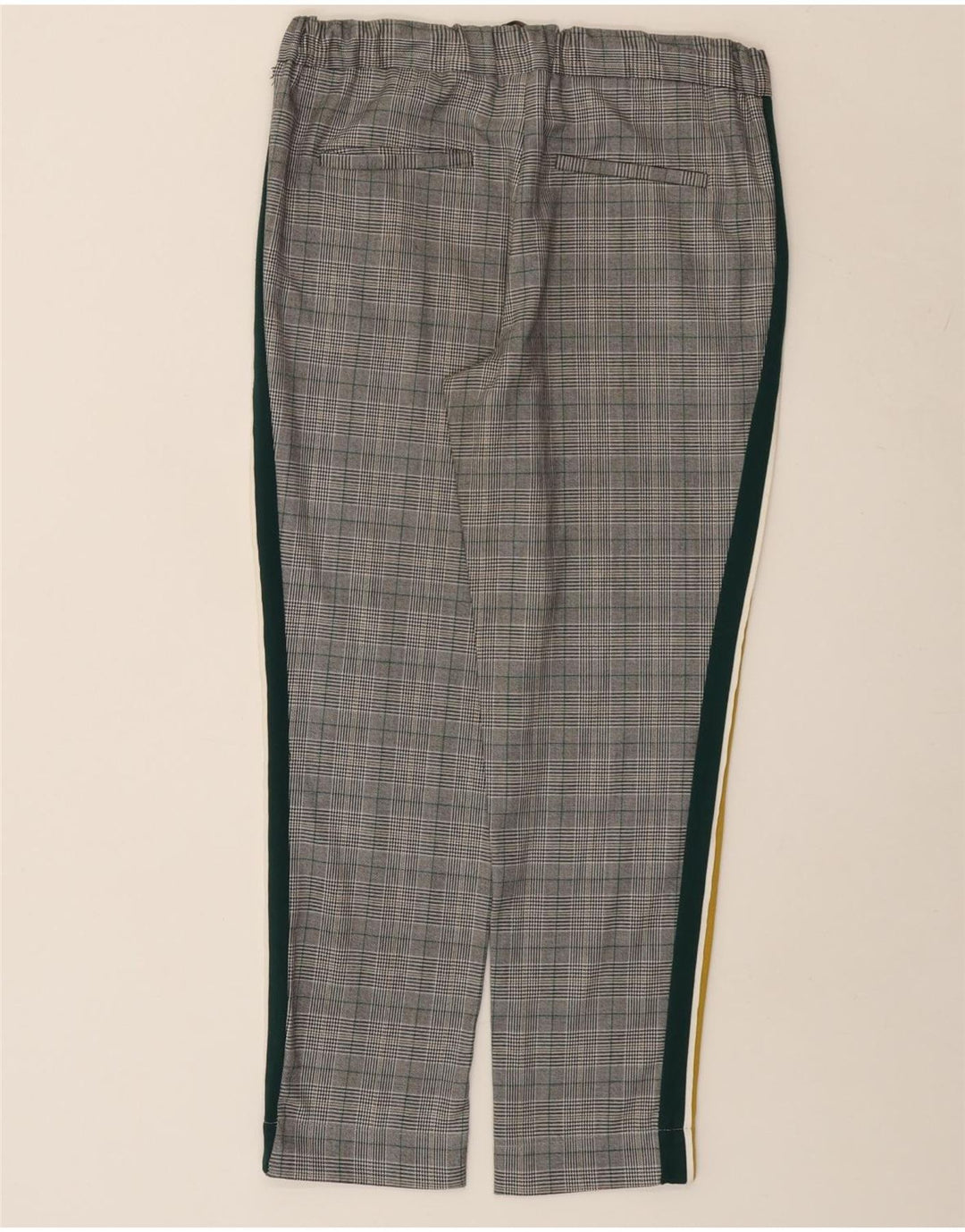 ZARA Mujer Pantalón Casual Recto Mediano W28 L27 Gris Cuadros Poliéster