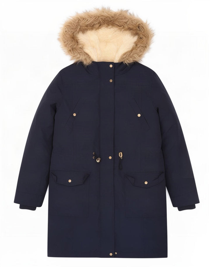 Oasis Chaqueta Parka Sherpa con Capucha para Mujer UK 44 Poliéster Azul Marino Mediano