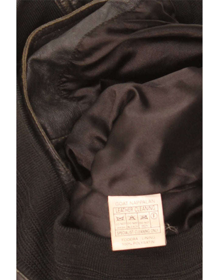 Vintage hombres bombardero chaqueta de cuero IT 46 pequeño cuero negro
