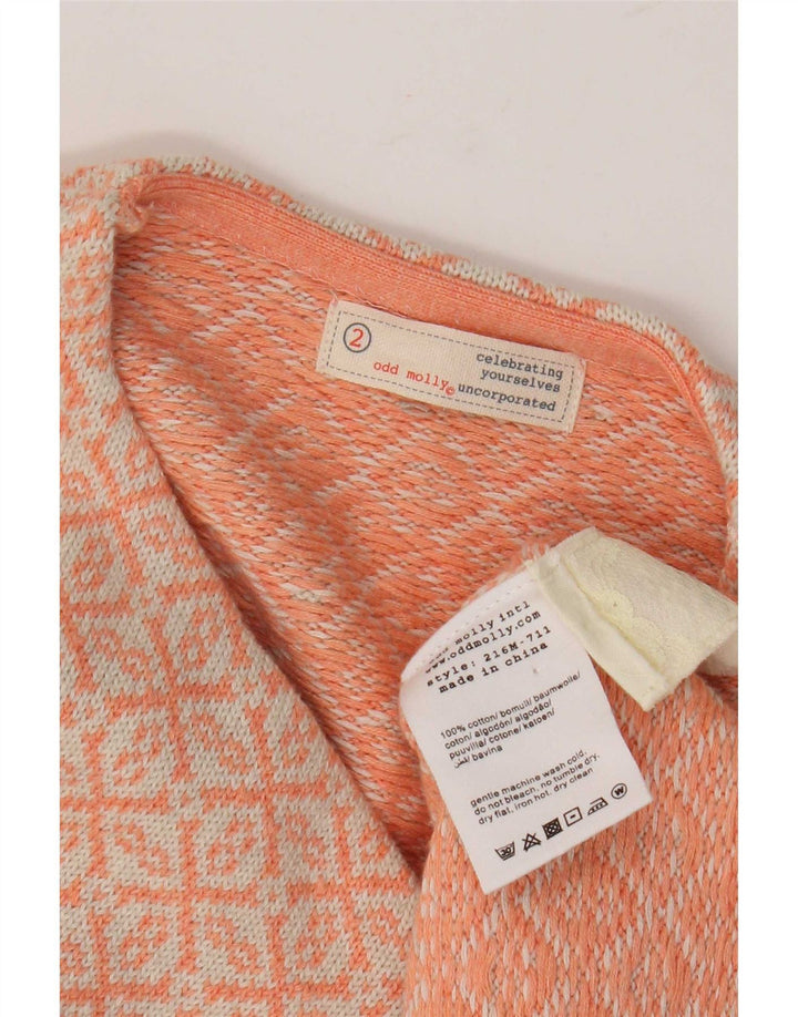 Odd Molly - Cárdigan extragrande para mujer, talla 2, color naranja medio, geométrico