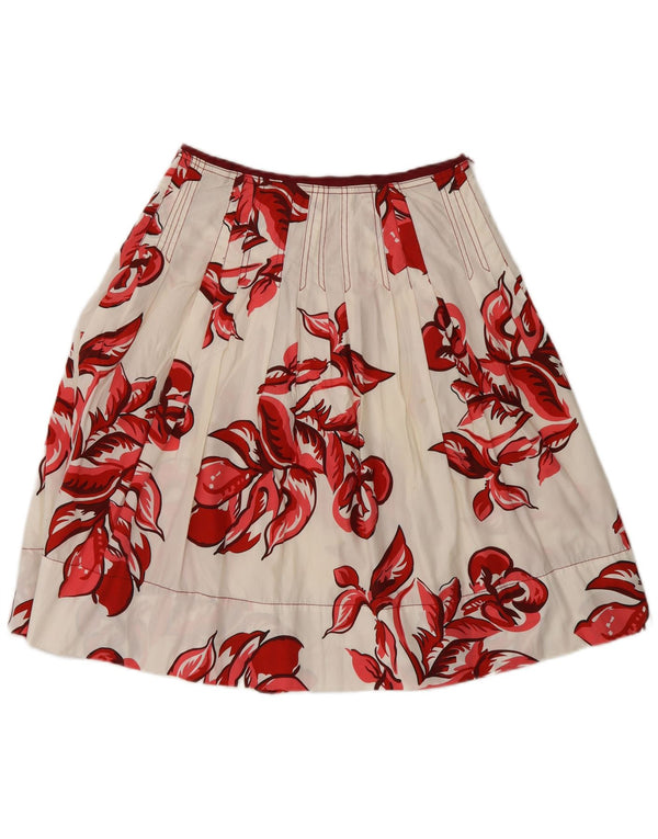 Zara Falda Acampanada para Mujer EU 36 XS W26 Algodón Floral Blanco