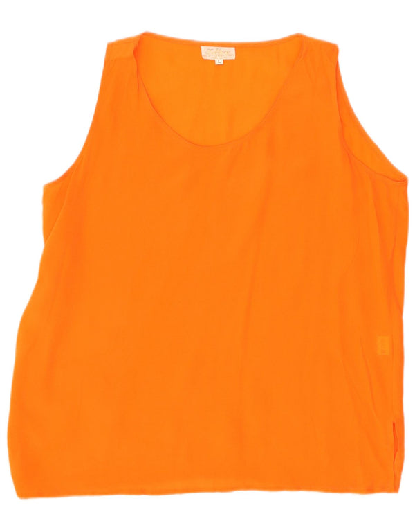 Tiffany Blusa Sin Mangas para Mujer Top UK 46 Grande Seda Naranja