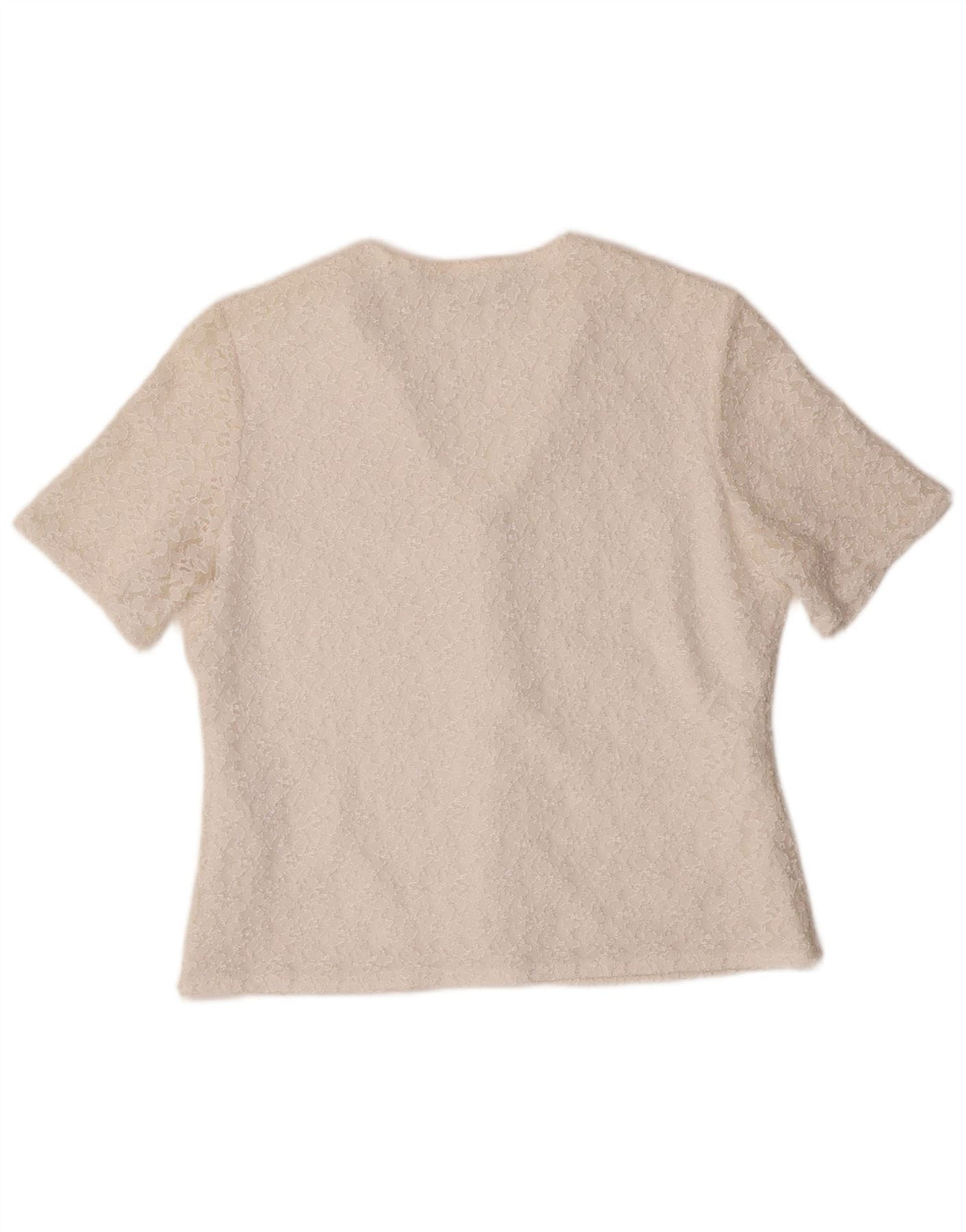 Blusa vintage de manga corta para mujer IT 42 Mediana Off White Poliamida