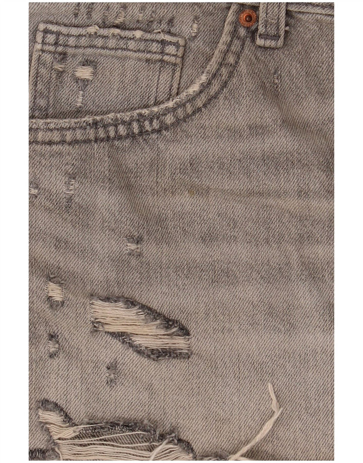 Zara Pantalones cortos desgastados de mezclilla para mujer EU 40 Medium W30 Algodón gris