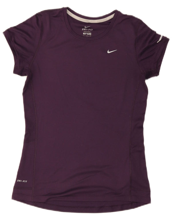 Nike Mujer Dri Fit Camiseta Top UK 8 Small Púrpura Poliéster