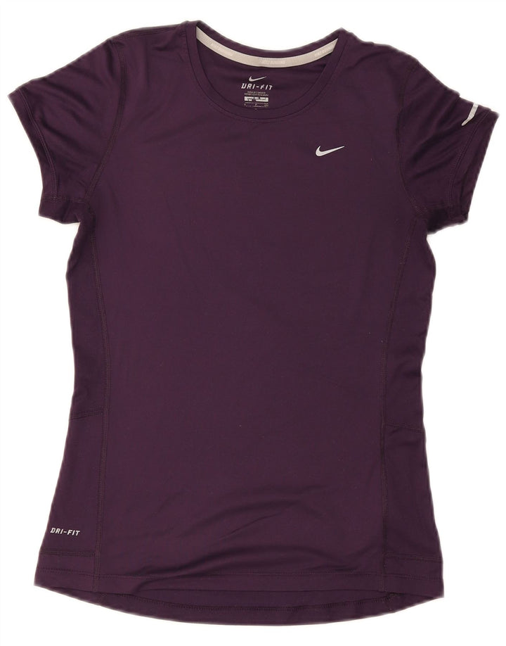Nike Mujer Dri Fit Camiseta Top UK 8 Small Púrpura Poliéster