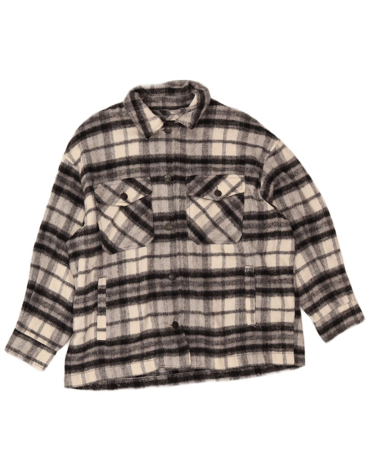ZARA Camisa de franela extragrande para mujer UK 46 Large Black Plaid