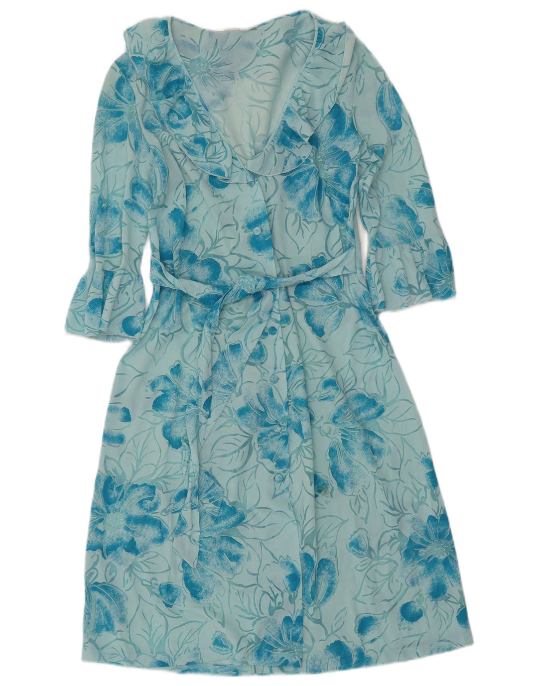 Imec Vestido acampanado transparente de manga 3/4 para mujer UK 42 Azul medio Floral