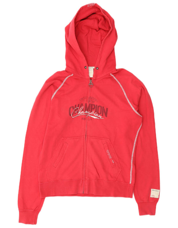 Champion Heritage Fit Graphic Zip Sudadera con capucha para mujer Reino Unido 46 Grande Rojo