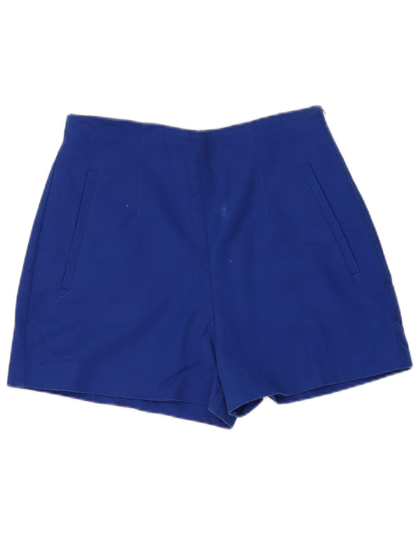 Zara Mujer Pantalones Cortos Casuales De Talle Alto Medio W28 Algodón Azul