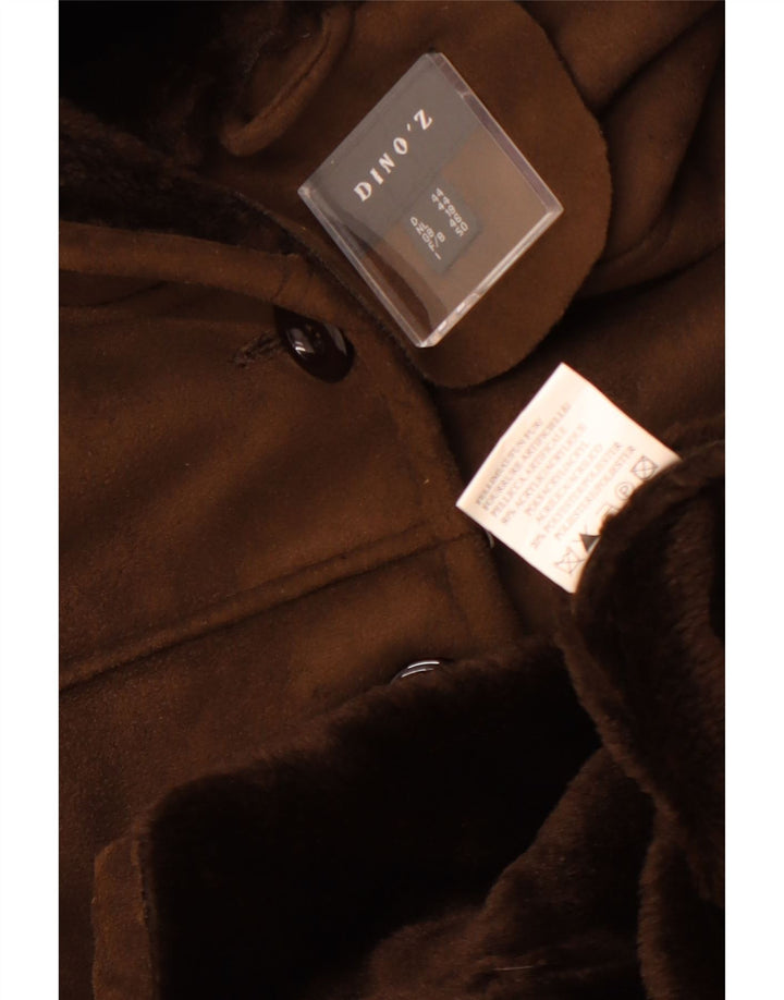 DINO' Z Abrigo Sherpa con capucha para mujer UK 40 XL Poliéster marrón