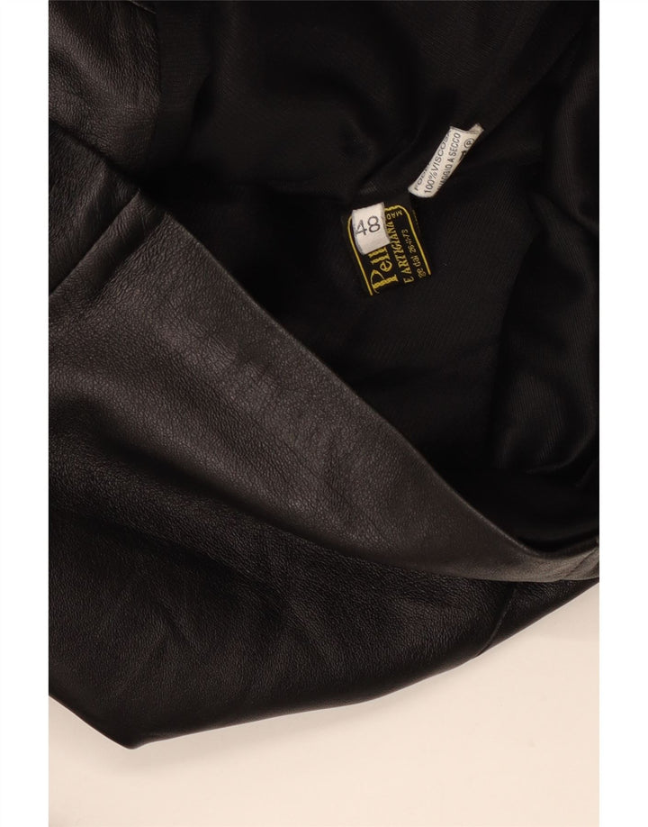 Vintage mujer 3 botones cuero Blazer chaqueta IT 48 XL cuero negro