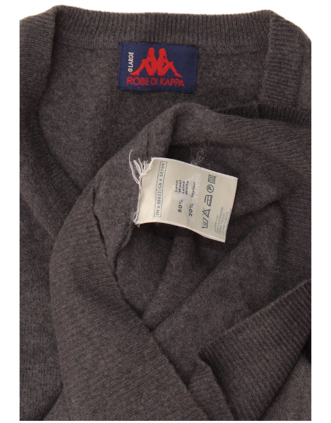 Kappa Jersey con cuello en V para hombre de lana gris grande