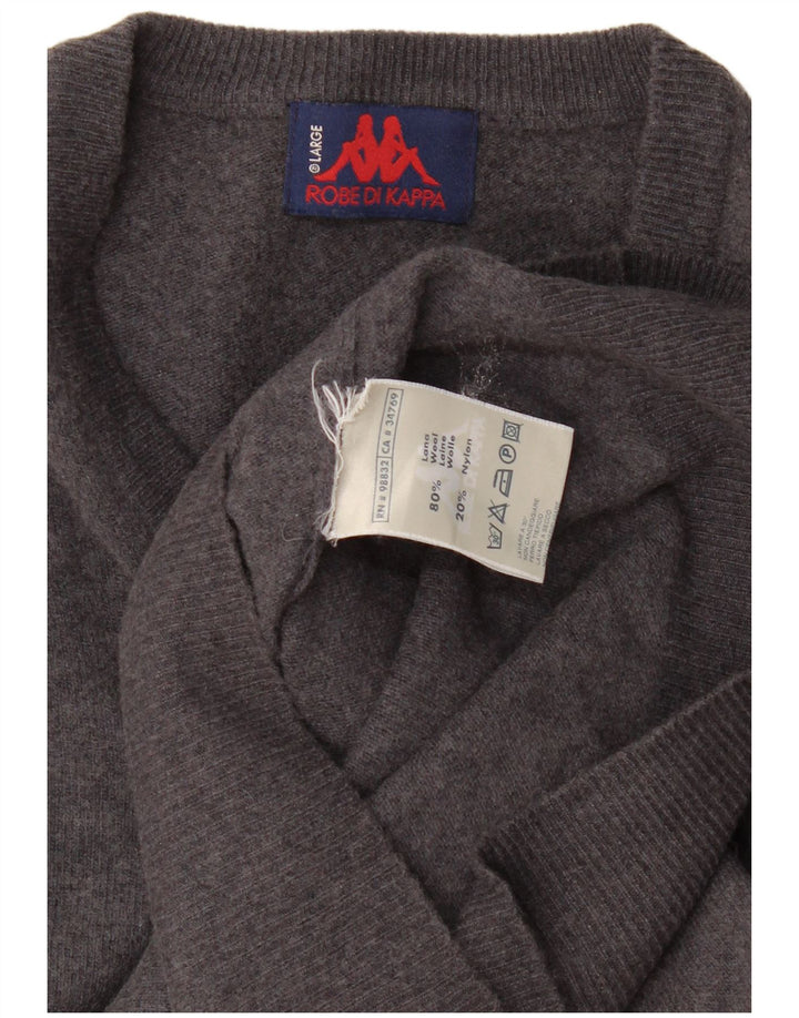 Kappa Jersey con cuello en V para hombre de lana gris grande
