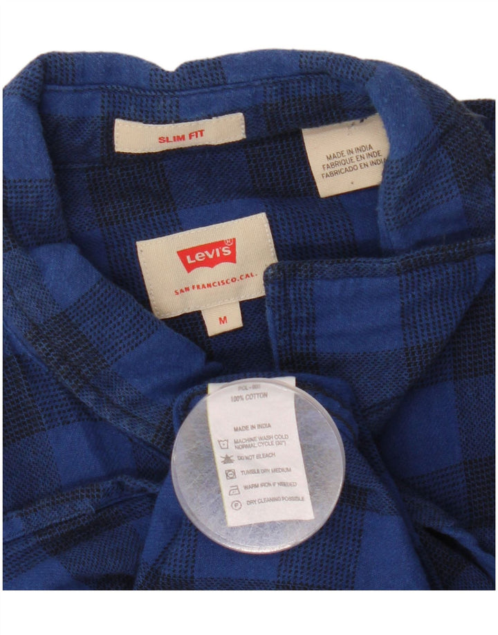 Levi's Camisa de franela slim fit de algodón a cuadros en azul marino medio