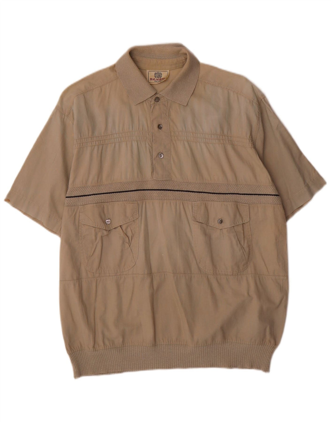 Malagrida Camisa tipo jersey de manga corta para hombre Algodón caqui medio