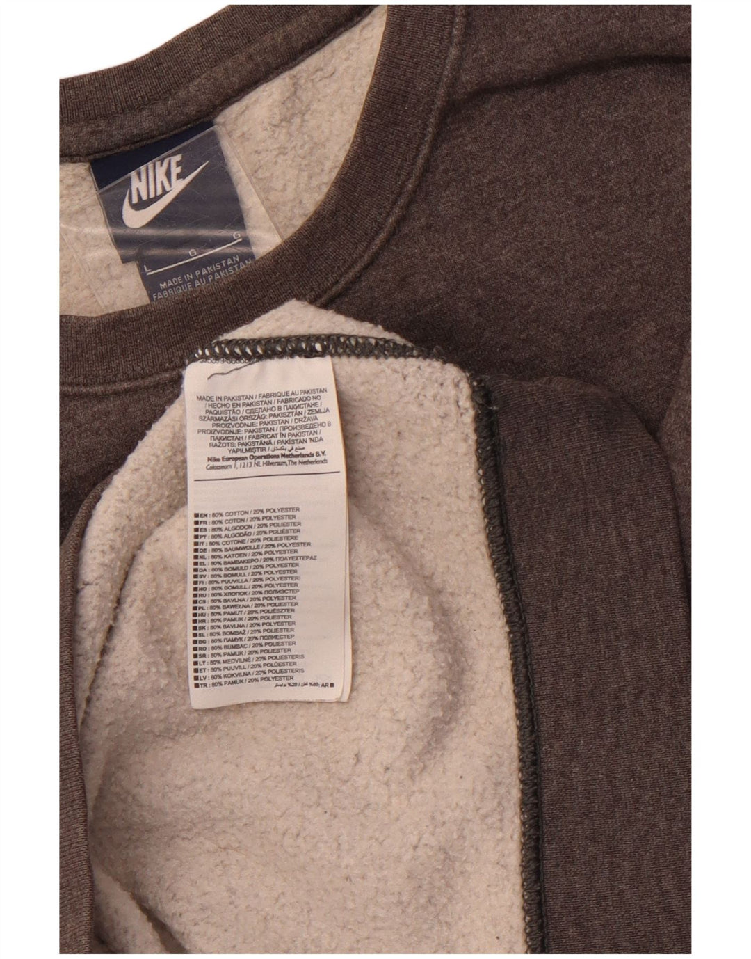 NIKE Hombre Sudadera Jumper Grande Gris Algodón