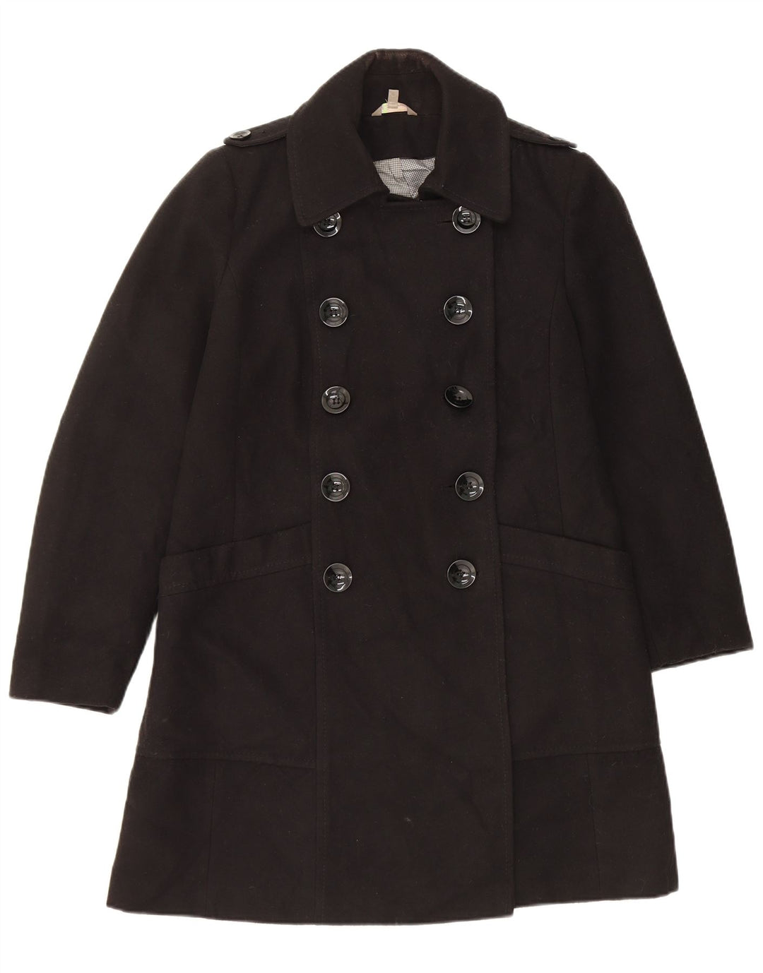 Marks & Spencer Abrigo cruzado para mujer UK 44 Grande Poliéster negro