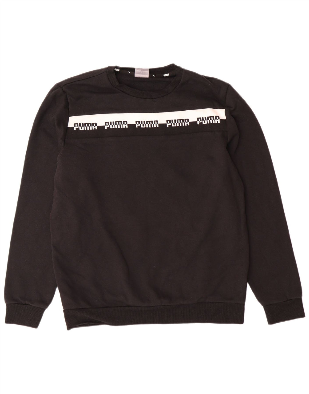 PUMA Sudadera con estampado gráfico para hombre, jersey de algodón color block mediano en negro