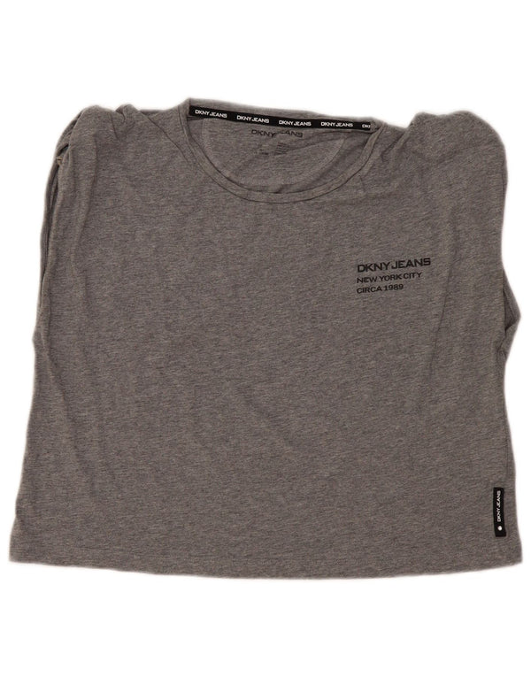 Dkny Top sin mangas con gráfico corto para mujer UK 46 Algodón gris grande