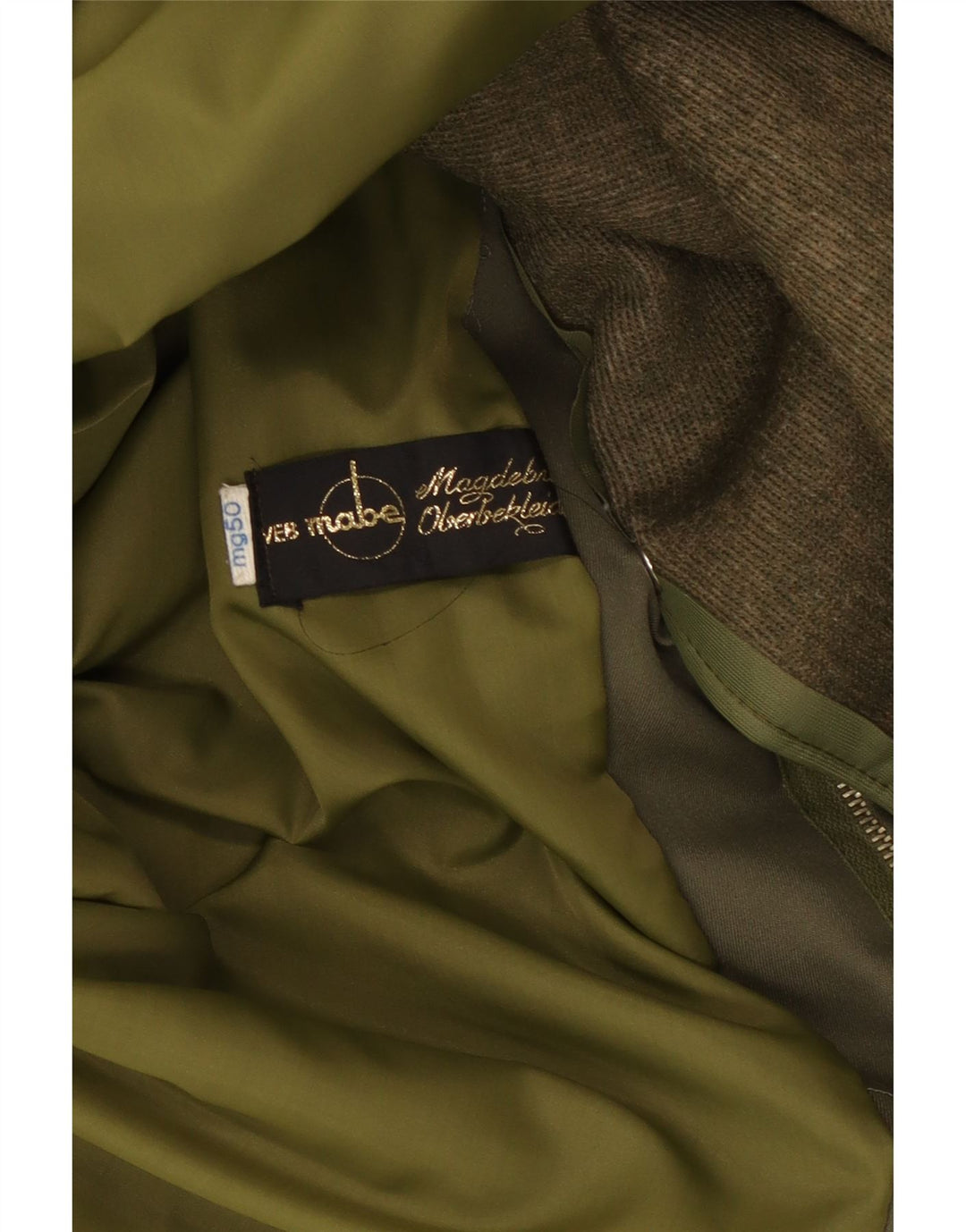 Vintage hombres con capucha Parka chaqueta IT 50 grande caqui