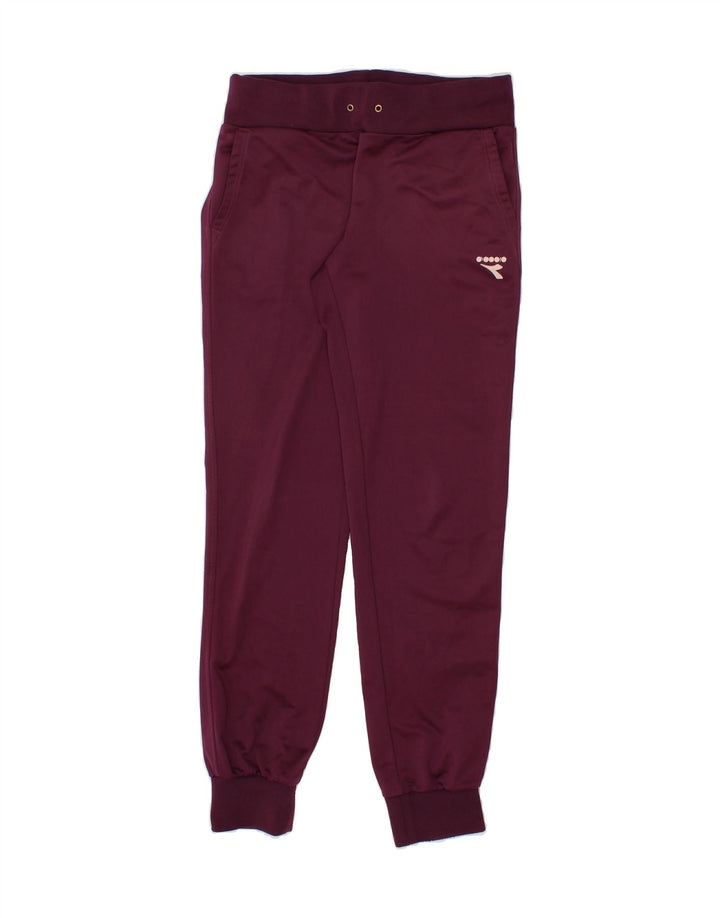 DIADORA Womens Tracksuit Trousers Joggers UK 10 Small  Maroon Polyester Vintage Diadora and Second-Hand Diadora from Messina Hembry 