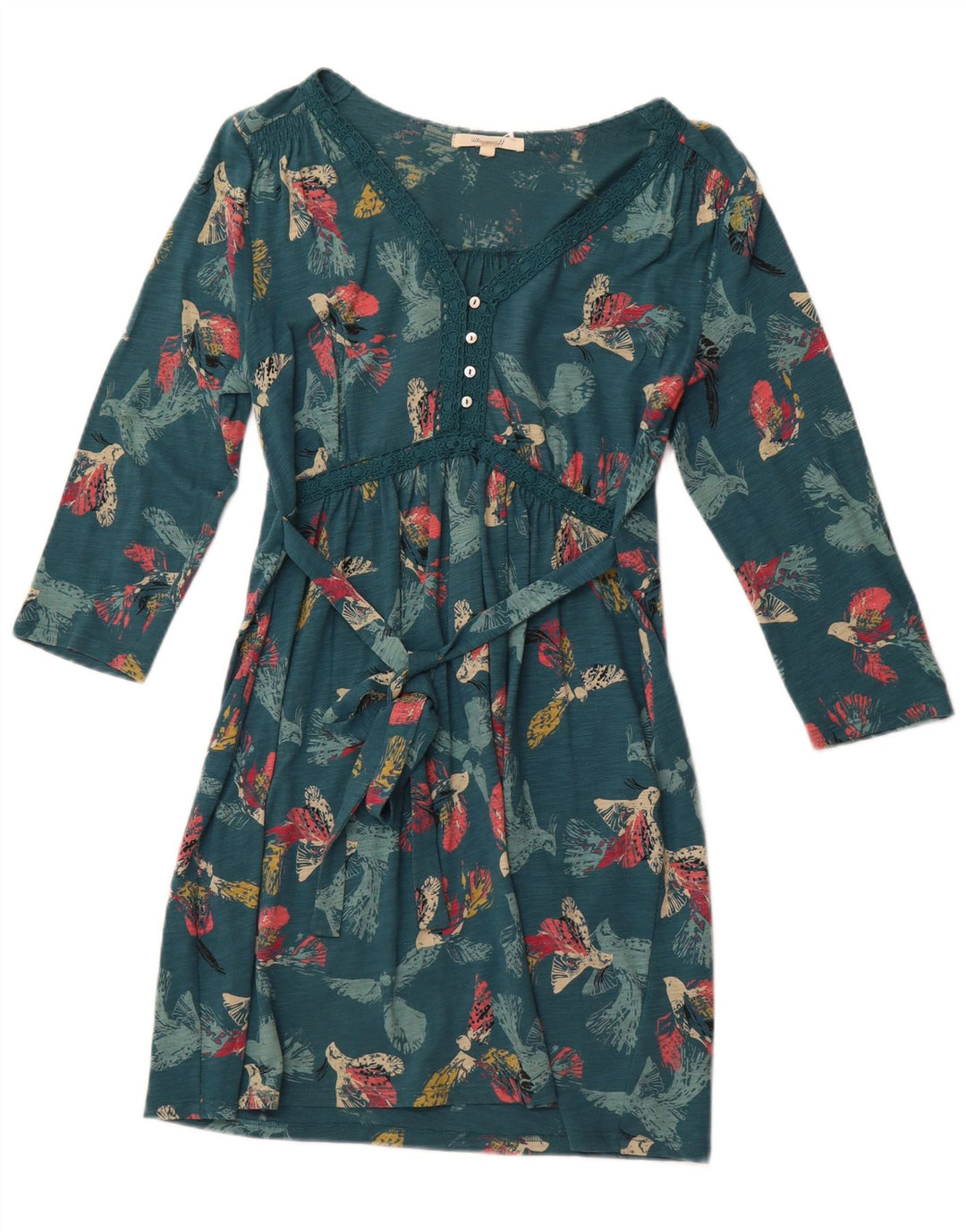 WHITE STUFF Vestido tubo de manga 3/4 gráfico para mujer UK 40 Verde medio