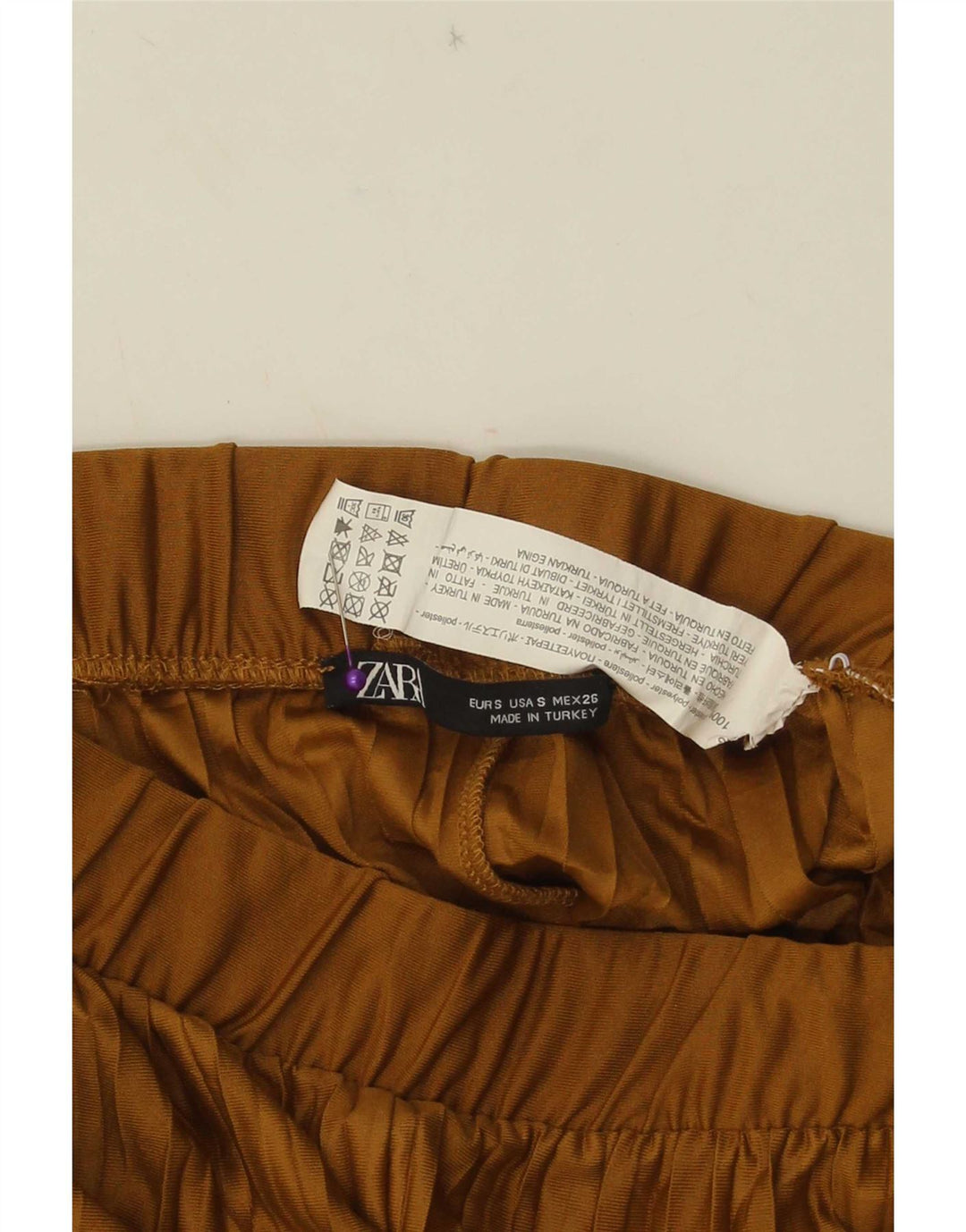 Zara Mujer Pantalones Cortos De Pierna Ancha Pequeño W26 L23 Poliéster Beige