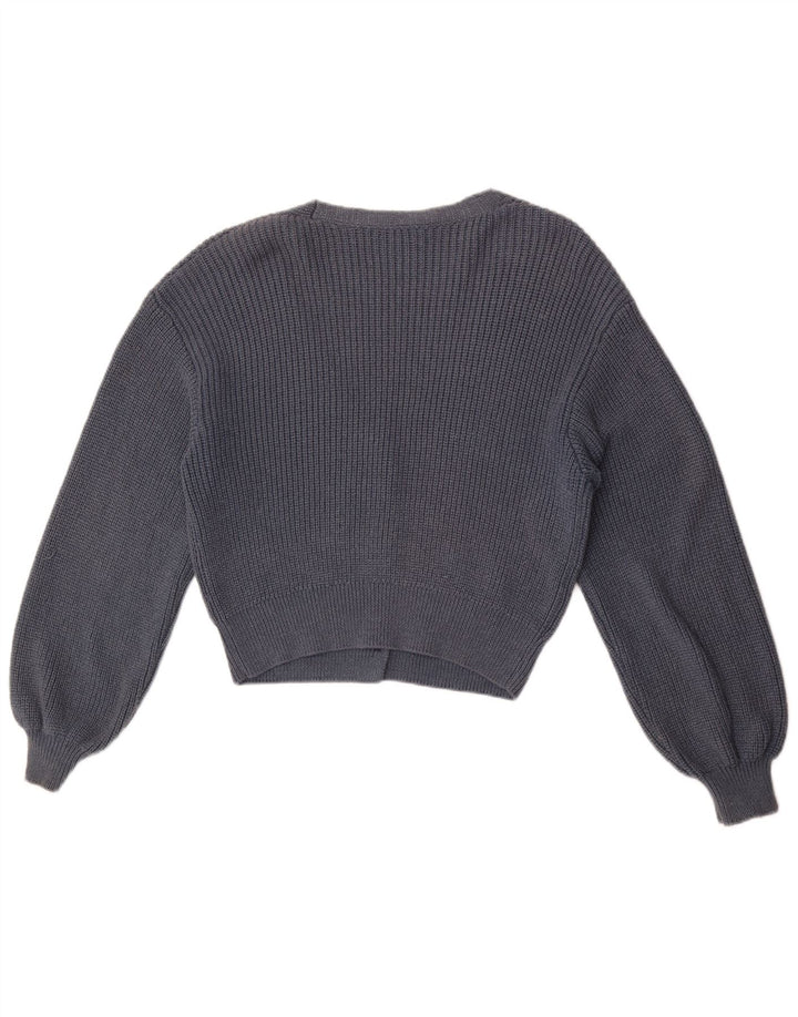 Zara Mujer Crop Cardigan Suéter UK 44 Medio Azul Marino