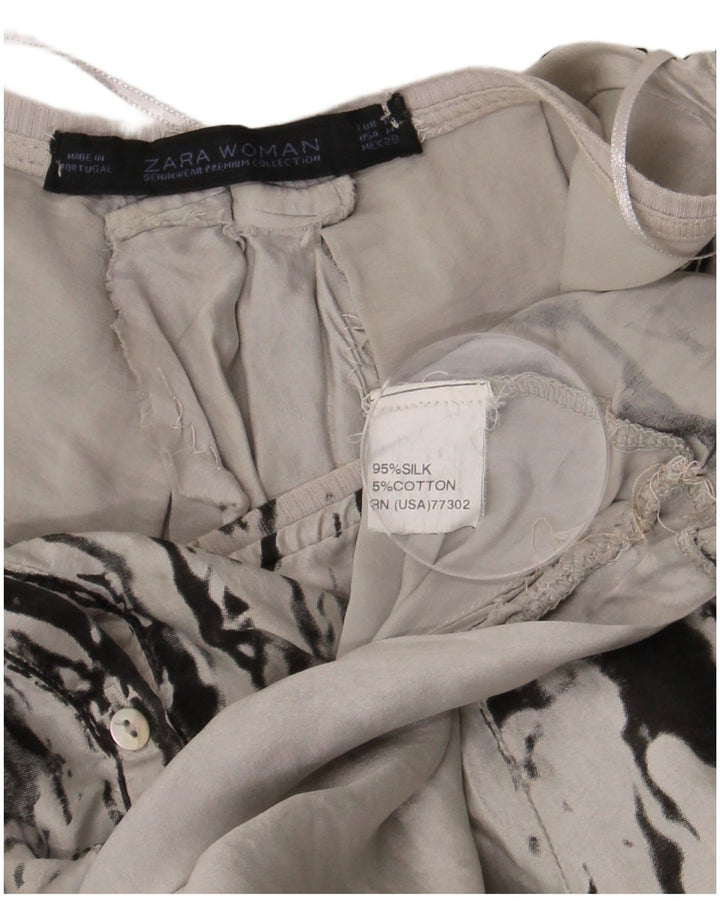 Zara Vestido Burbuja Extragrande con Estampado Abstracto para Mujer UK 44 Seda Gris Medio