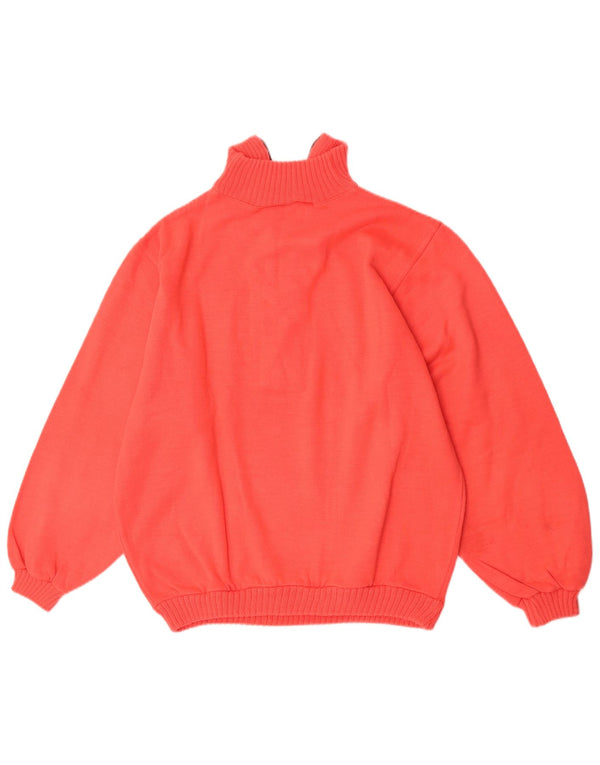 Vintage Mens Zip Neck Sweatshirt Jumper Small Pink Cotton
